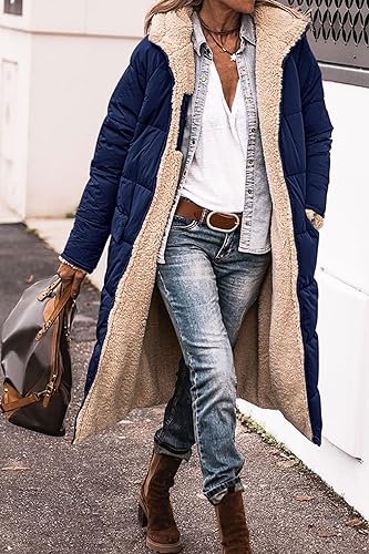 Laura - Manteau long réversible en sherpa