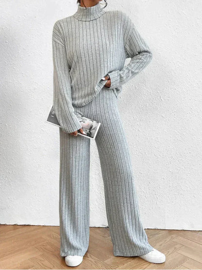 Alice - Pantalon tricoté et pull à col roulé